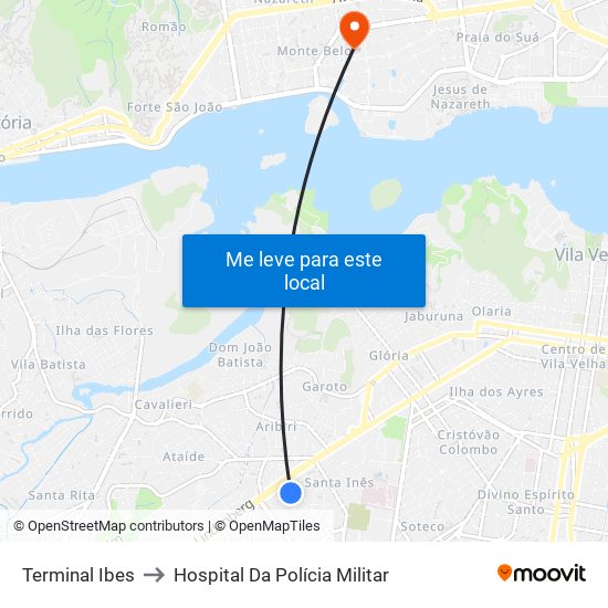 Terminal Ibes to Hospital Da Polícia Militar map