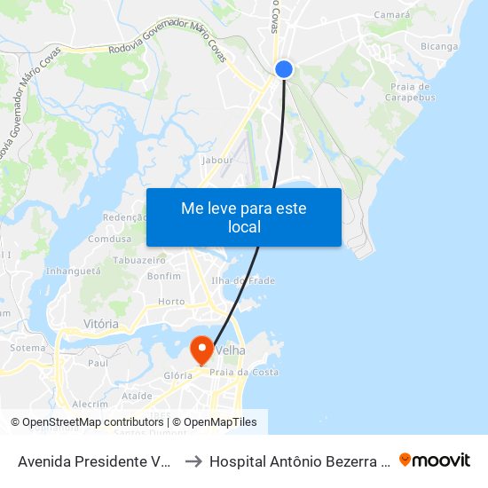 Avenida Presidente Vargas, 14 to Hospital Antônio Bezerra De Farias map