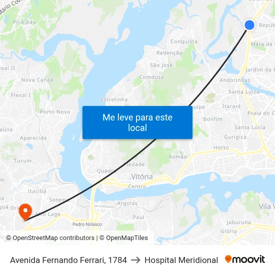 Avenida Fernando Ferrari, 1784 to Hospital Meridional map