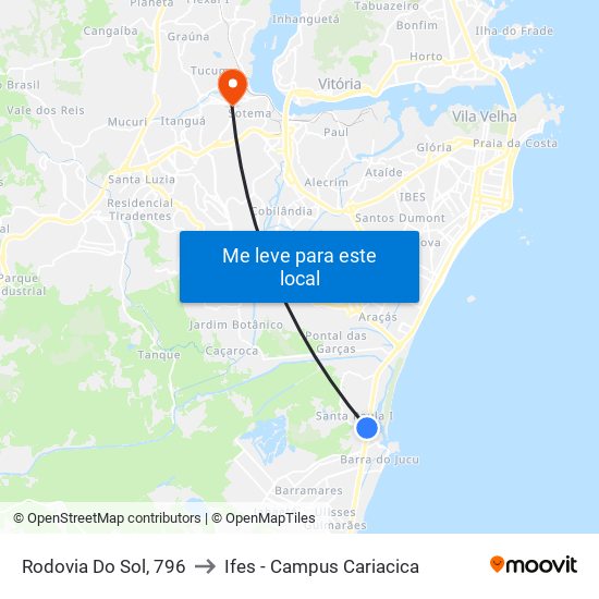 Rodovia Do Sol, 796 to Ifes - Campus Cariacica map