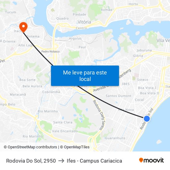 Rodovia Do Sol, 2950 to Ifes - Campus Cariacica map