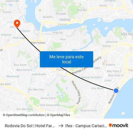 Rodovia Do Sol | Hotel Faraóh to Ifes - Campus Cariacica map