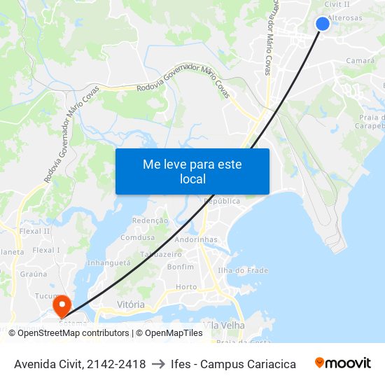 Avenida Civit, 2142-2418 to Ifes - Campus Cariacica map