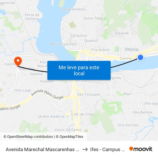 Avenida Marechal Mascarenhas De Moraes, 717 to Ifes - Campus Cariacica map