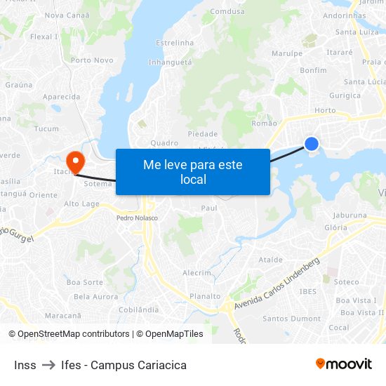 Inss to Ifes - Campus Cariacica map