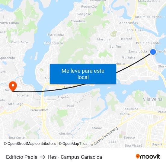 Edifício Paola to Ifes - Campus Cariacica map