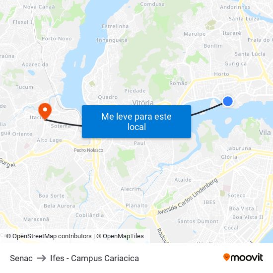 Senac to Ifes - Campus Cariacica map