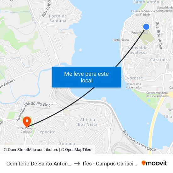 Cemitério De Santo Antônio to Ifes - Campus Cariacica map