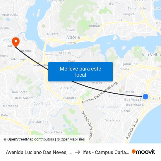 Avenida Luciano Das Neves, 1072 to Ifes - Campus Cariacica map