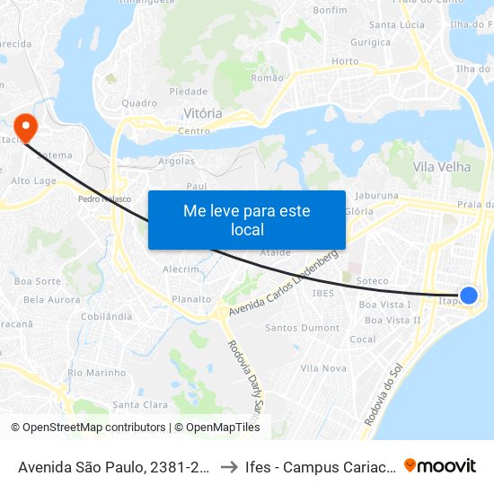 Avenida São Paulo, 2381-2511 to Ifes - Campus Cariacica map