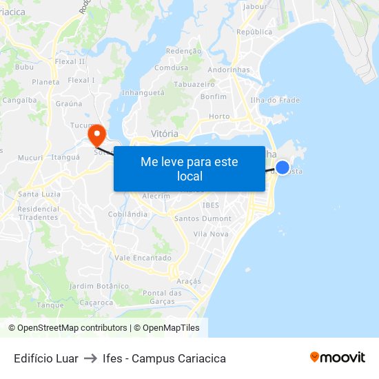 Edifício Luar to Ifes - Campus Cariacica map