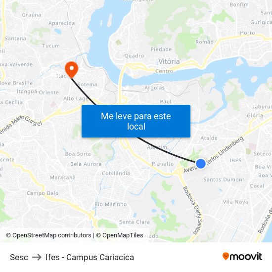 Sesc to Ifes - Campus Cariacica map