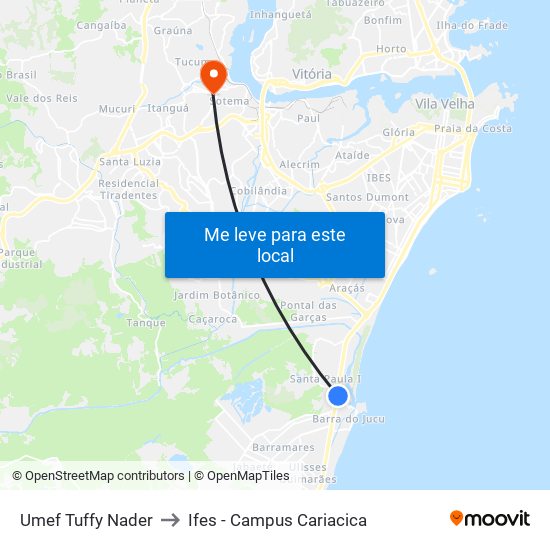 Umef Tuffy Nader to Ifes - Campus Cariacica map
