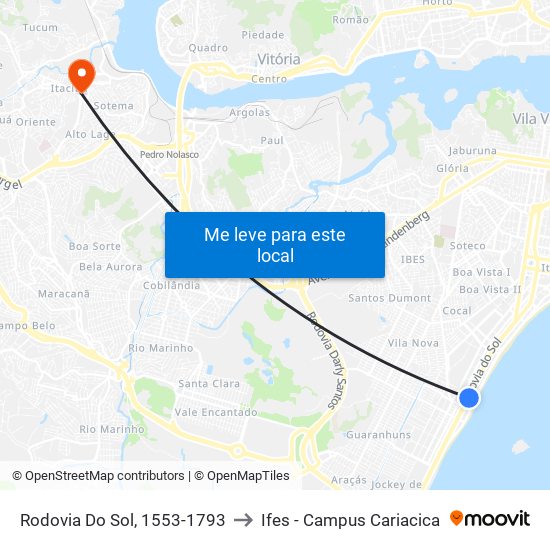 Rodovia Do Sol, 1553-1793 to Ifes - Campus Cariacica map