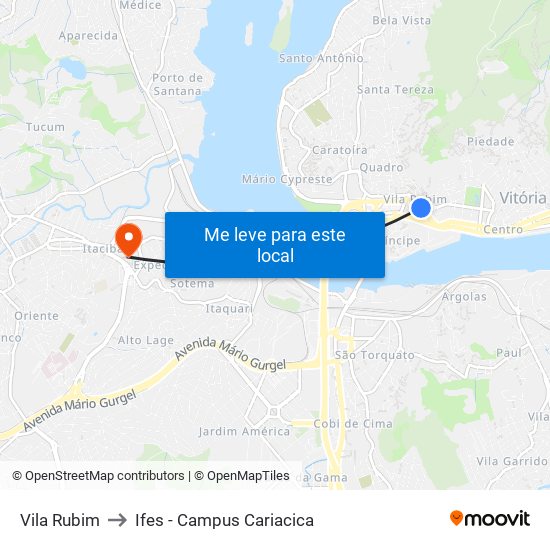Vila Rubim to Ifes - Campus Cariacica map