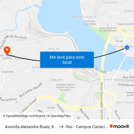 Avenida Alexandre Buaiz, 816 to Ifes - Campus Cariacica map