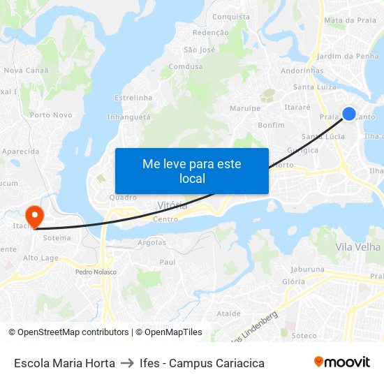 Escola Maria Horta to Ifes - Campus Cariacica map