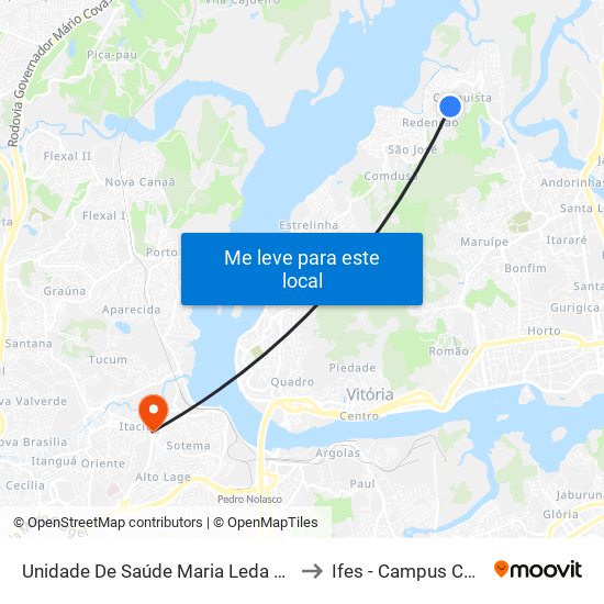 Unidade De Saúde Maria Leda Dos Santos to Ifes - Campus Cariacica map