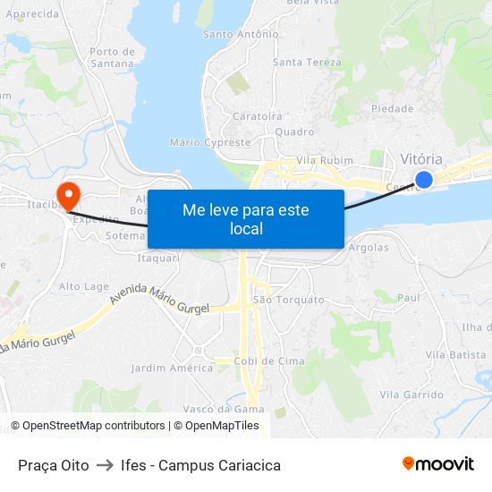 Praça Oito to Ifes - Campus Cariacica map