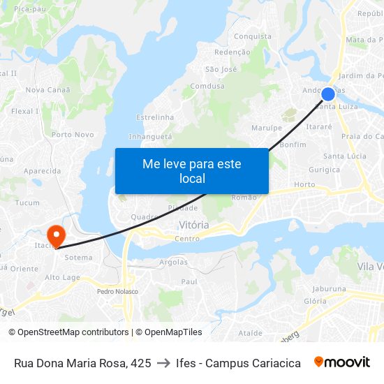Rua Dona Maria Rosa, 425 to Ifes - Campus Cariacica map