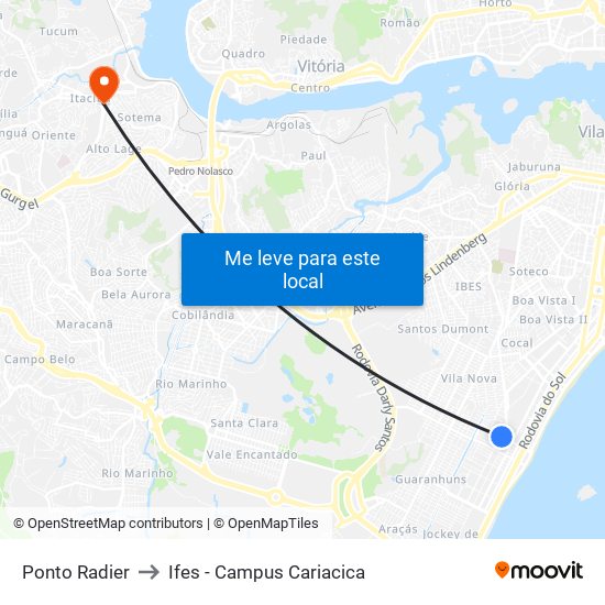 Ponto Radier to Ifes - Campus Cariacica map