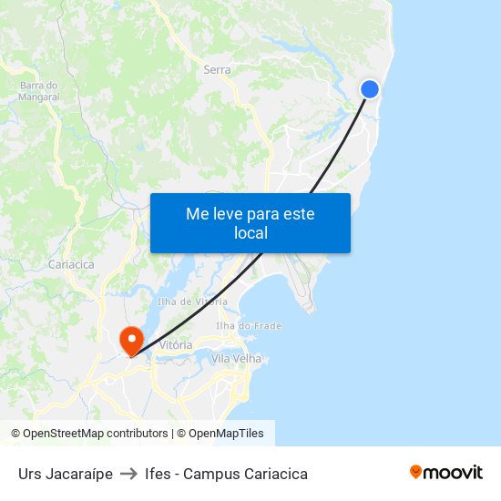 Urs Jacaraípe to Ifes - Campus Cariacica map