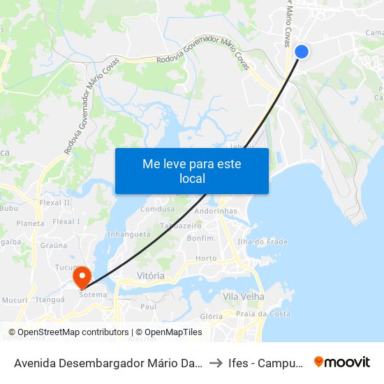 Avenida Desembargador Mário Da Silva Nunes, 555-715 to Ifes - Campus Cariacica map