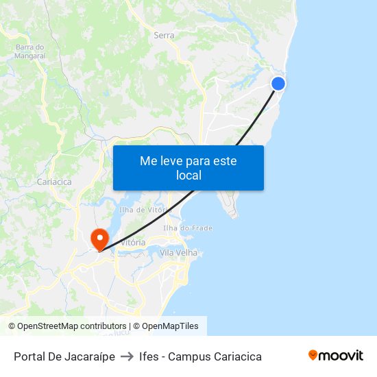 Portal De Jacaraípe to Ifes - Campus Cariacica map