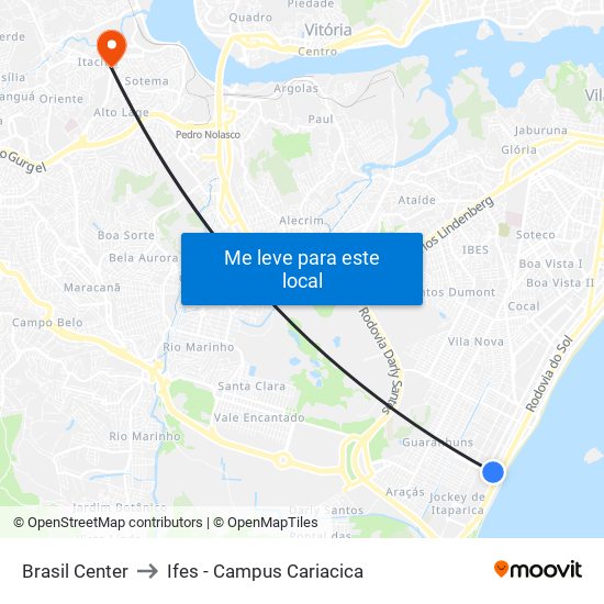 Brasil Center to Ifes - Campus Cariacica map