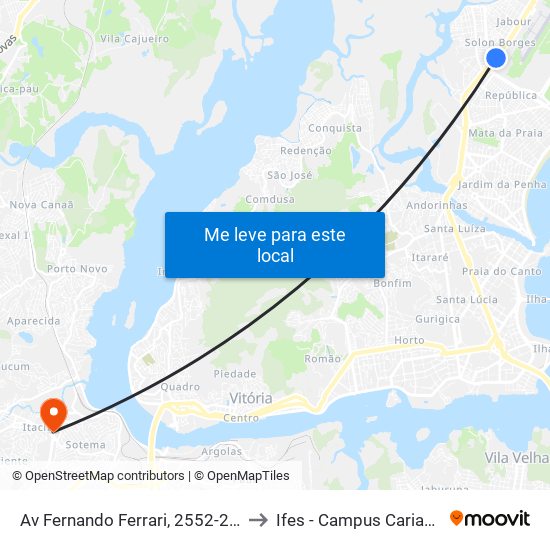 Av Fernando Ferrari, 2552-2818 to Ifes - Campus Cariacica map