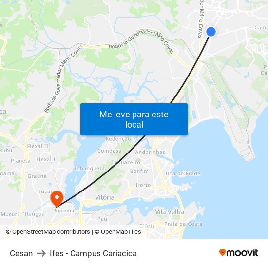 Cesan to Ifes - Campus Cariacica map