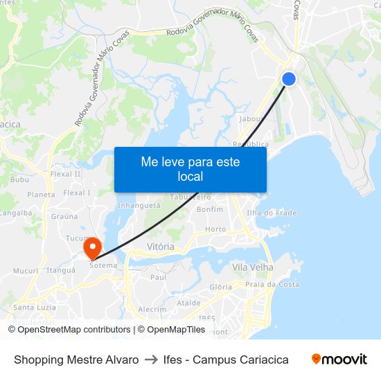 Shopping Mestre Alvaro to Ifes - Campus Cariacica map