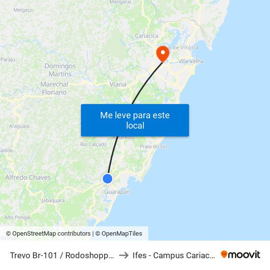 Trevo Br-101 / Rodoshopping to Ifes - Campus Cariacica map