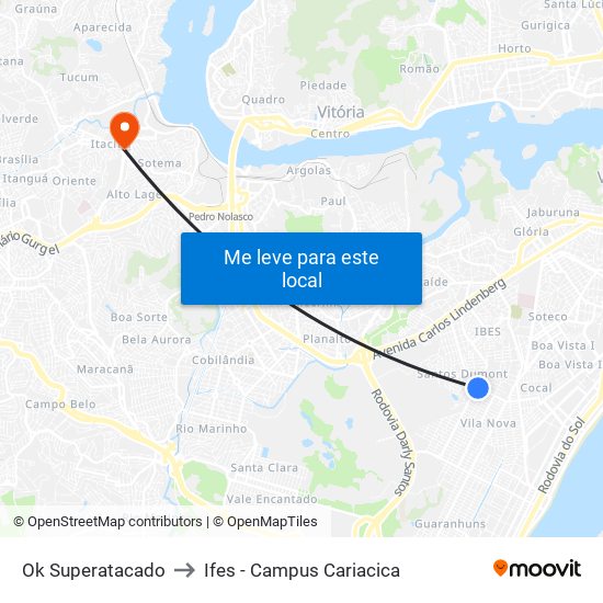 Ok Superatacado to Ifes - Campus Cariacica map