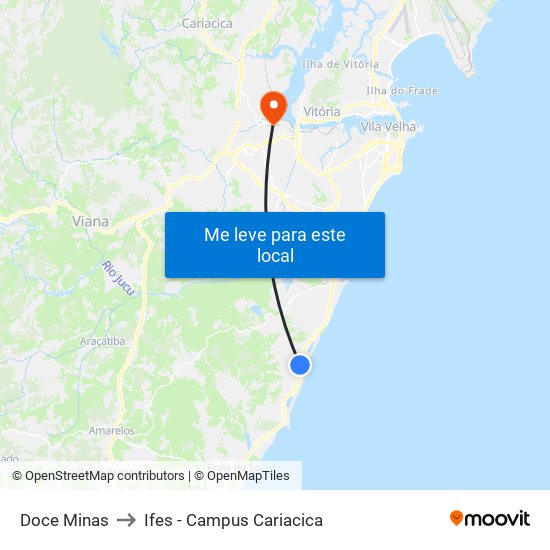 Doce Minas to Ifes - Campus Cariacica map