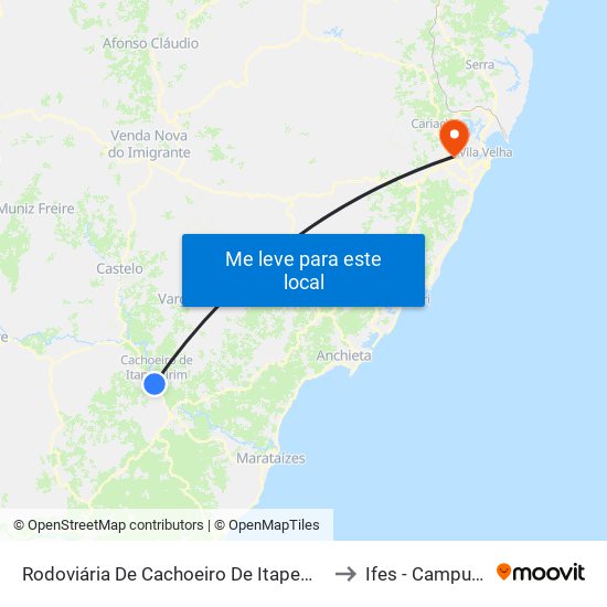 Rodoviária De Cachoeiro De Itapemirim (Linhas Municipais) to Ifes - Campus Cariacica map