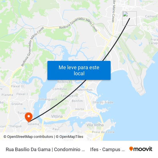 Rua Basílio Da Gama | Condomínio Caminho Do Mar to Ifes - Campus Cariacica map