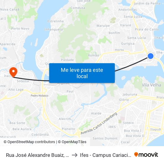 Rua José Alexandre Buaiz, 30 to Ifes - Campus Cariacica map