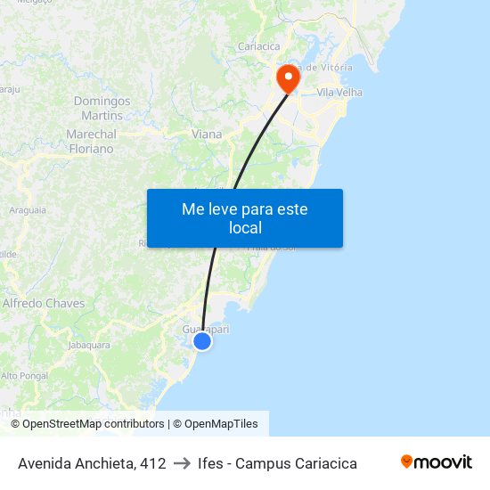 Avenida Anchieta, 412 to Ifes - Campus Cariacica map