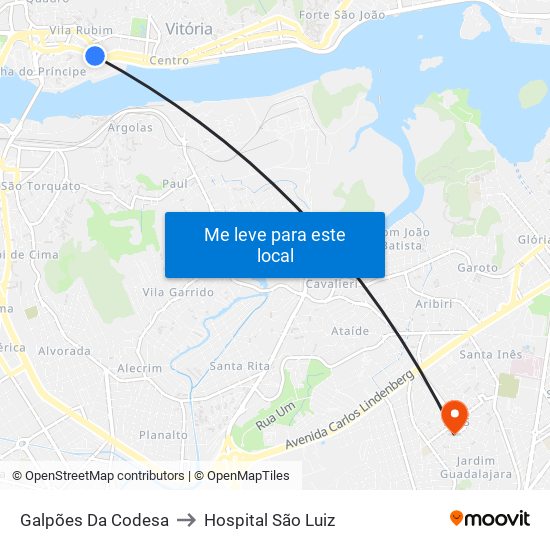 Galpões Da Codesa to Hospital São Luiz map