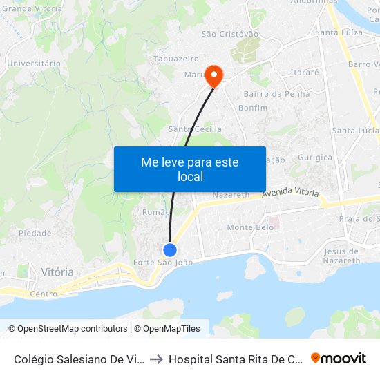 Colégio Salesiano De Vitória to Hospital Santa Rita De Cássia map