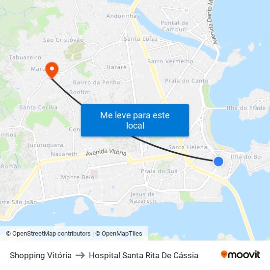 Shopping Vitória to Hospital Santa Rita De Cássia map
