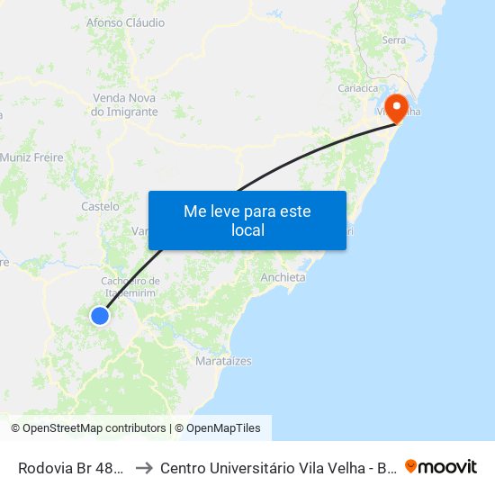 Rodovia Br 489, 741 to Centro Universitário Vila Velha - Biopráticas map