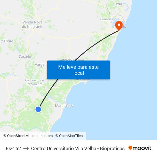 Es-162 to Centro Universitário Vila Velha - Biopráticas map