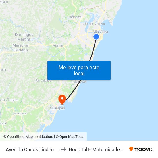 Avenida Carlos Lindemberg, 1814 to Hospital E Maternidade De Guarapari map