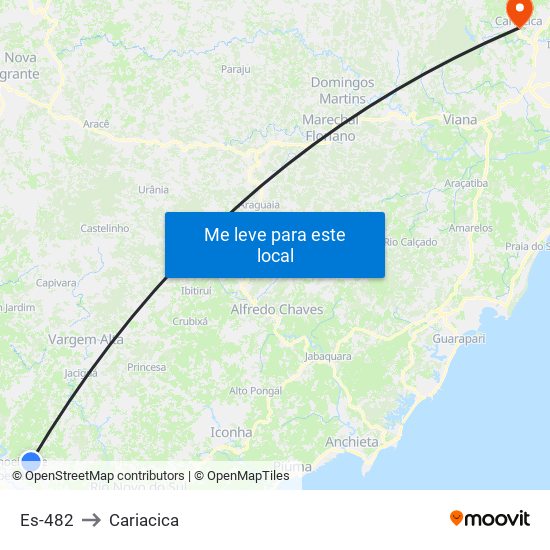 Es-482 to Cariacica map