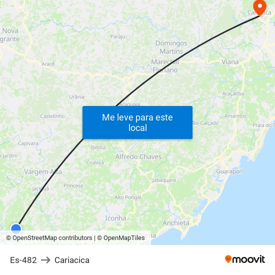 Es-482 to Cariacica map