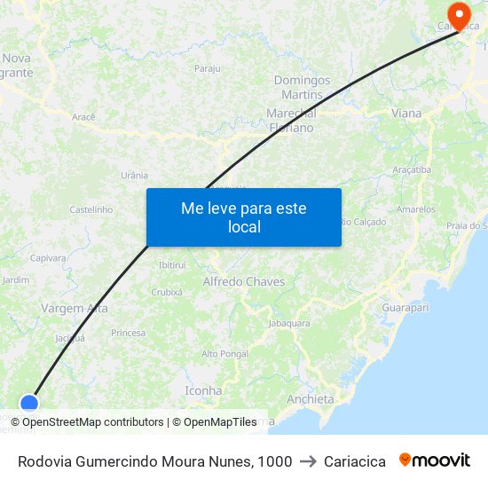 Rodovia Gumercindo Moura Nunes, 1000 to Cariacica map