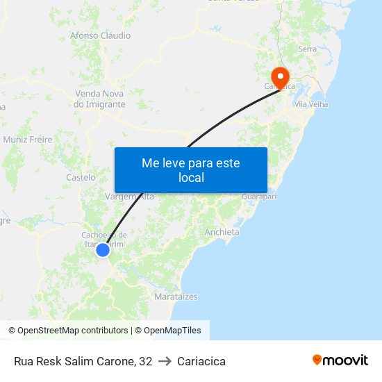 Rua Resk Salim Carone, 32 to Cariacica map