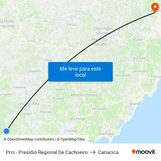 Prci - Presídio Regional De Cachoeiro to Cariacica map
